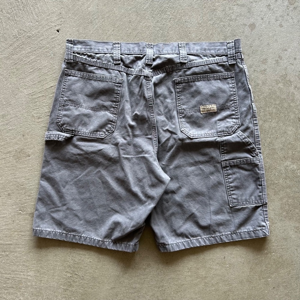 Vintage Wrangler Carpenter Shorts Size 38 Reg Gray Canvas Workwear 9.5" Inseam